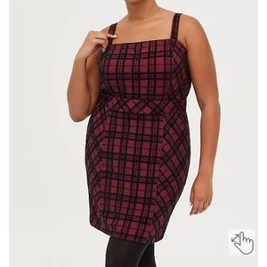 NWT Torrid 4X Red Plaid Pinafore Mini Dress